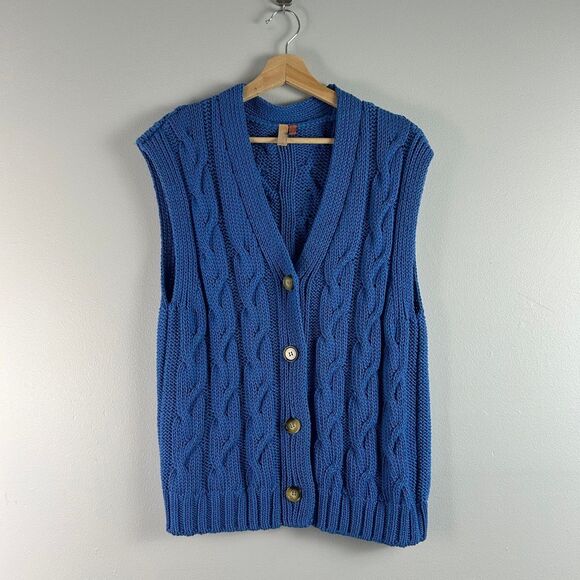Anthropologie Pilcro Cable-Knit Sweater Vest Cardigan - Picture 5 of 11